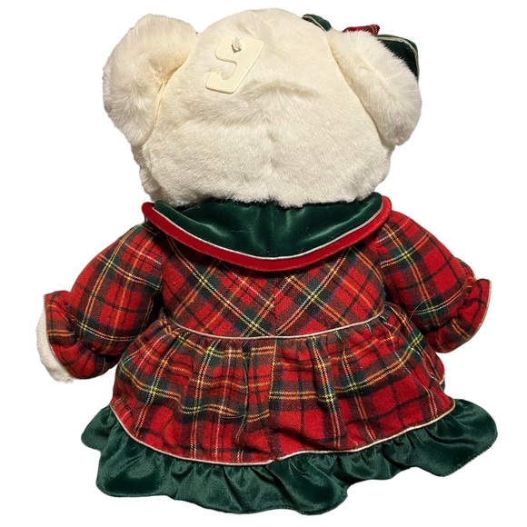 1999 DanDee Snowflake Teddy Bear Girl Plush Christmas Red & Green Plaid Dress - Picture 4 of 8